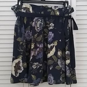 Blue Floral Short Cotton Skirt